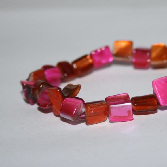 Vintagejelyfish Jewelry - Hot pink and orange shell bracelet